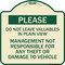 Signmission Do Not Leave Valuables in Plain View Management Not Responsible for ANY Theft, A-DES-TG-1818-23280 A-DES-TG-1818-23280 - alternate 1